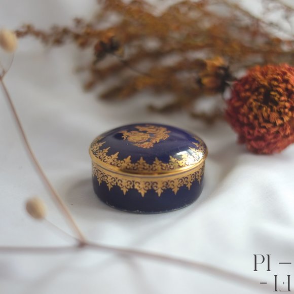 Limoges Lazeyras cobalt and gold trinket box - Picture 7 of 7